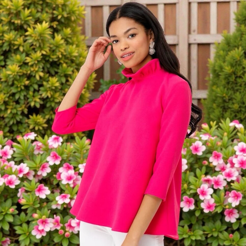 Tuckernuck Pomander Place Faye Hot Pink Blouse‎ Barbie Special Occasion Chic XS